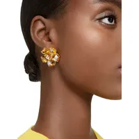 Florere Goldtone & Swarovski Crystal Floral Stud Earrings