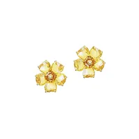 Florere Goldtone & Swarovski Crystal Floral Stud Earrings