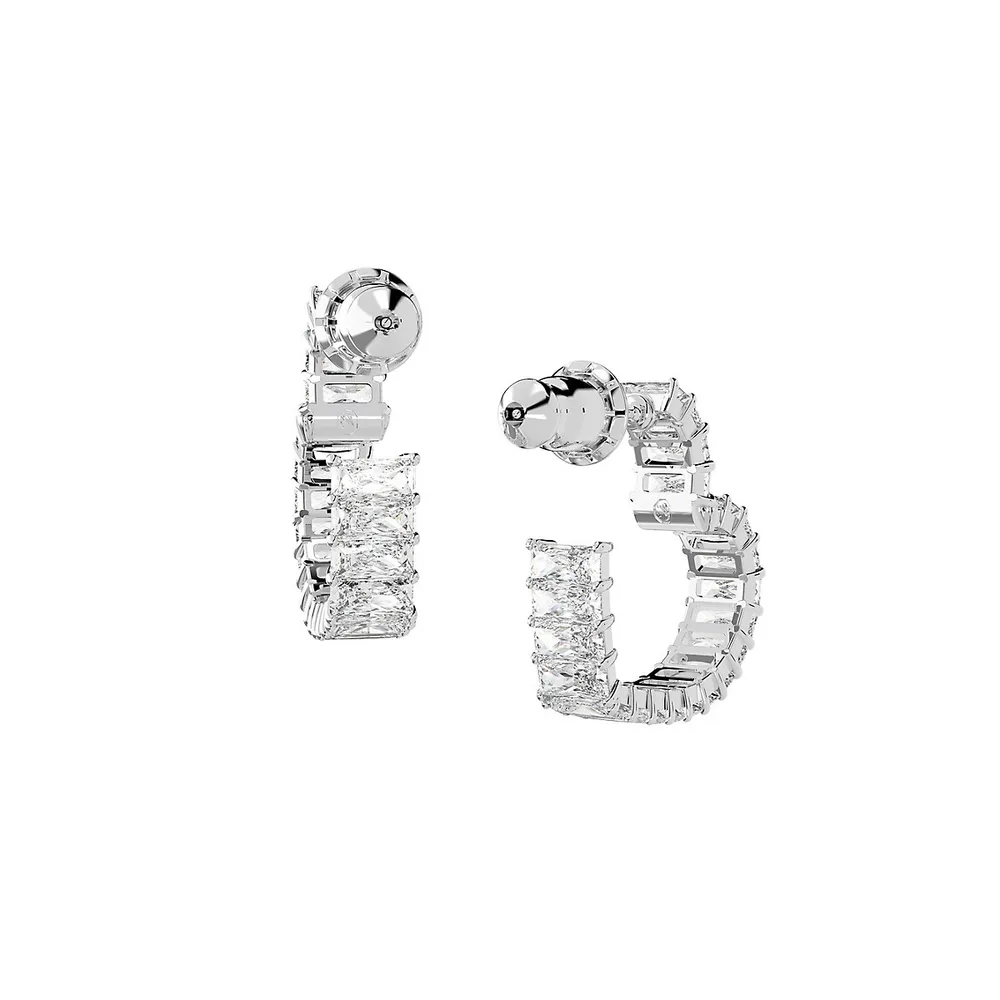 Matrix Rhodium-Plated & Crystal Heart Hoop Earrings