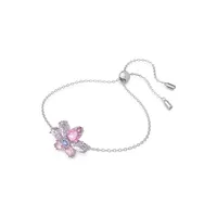 Gema Rhodium-Plated Swarovski Crystal Floral Bolo Bracelet