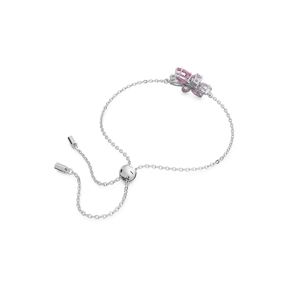 Gema Rhodium-Plated Swarovski Crystal Floral Bolo Bracelet