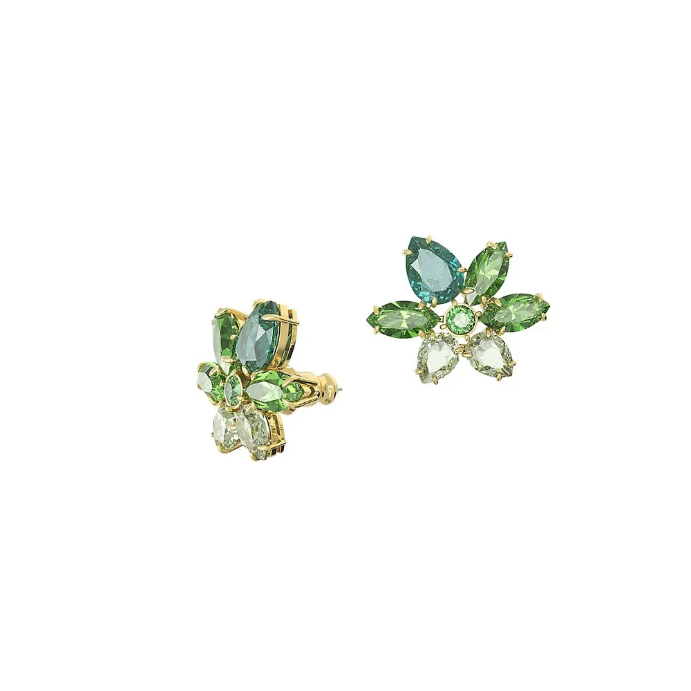 Boutons d'oreilles en cristal Swarovski à fleurs et placage de ton or Gema