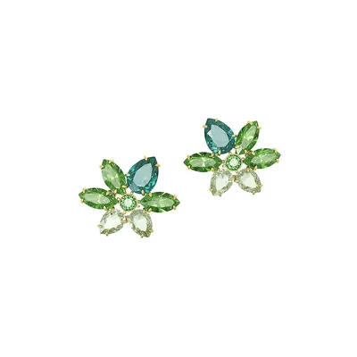 Boutons d'oreilles en cristal Swarovski à fleurs et placage de ton or Gema