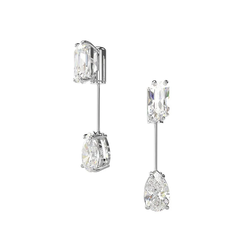 Mesmera Rhodium-Plated Swarovski Cubic Zirconia Linear Earrings