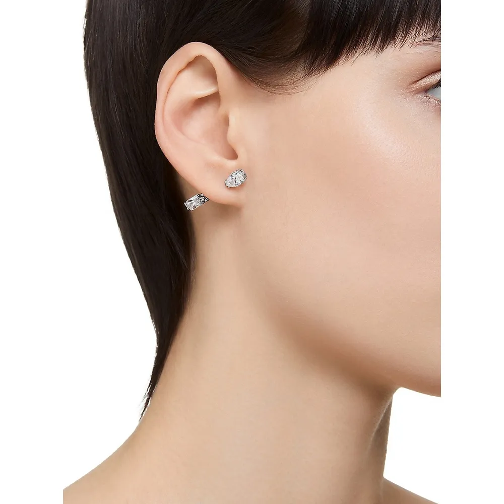 Mesmera Rhodium-Plated Swarovski Cubic Zirconia Linear Earrings