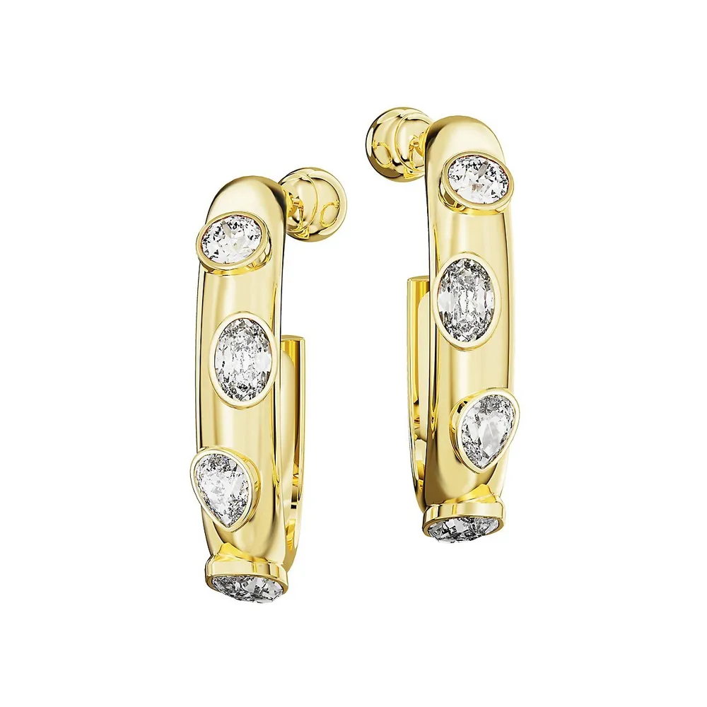 Dextera Goldtone & Swarovski Crystal Open-Hoop Earrings
