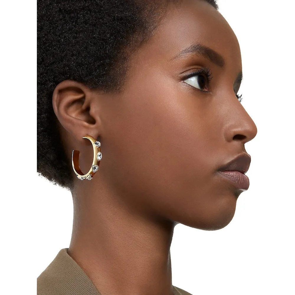 Dextera Goldtone & Swarovski Crystal Open-Hoop Earrings