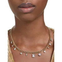 Dextera Goldtone Swarovski Crystal & Curb Chain Necklace