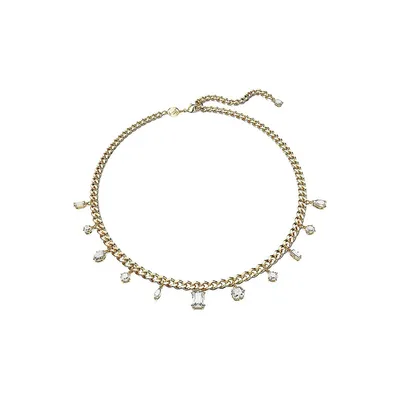 Dextera Goldtone Swarovski Crystal & Curb Chain Necklace