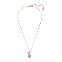 Nice Rose Goldtone & Swarovski Crystal Feather Pendant Necklace