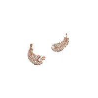 Nice Rose Goldtone, Swarovski Crystal & Cubic Zirconia Feather Stud Earrings