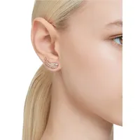 Nice Rose Goldtone, Swarovski Crystal & Cubic Zirconia Feather Stud Earrings