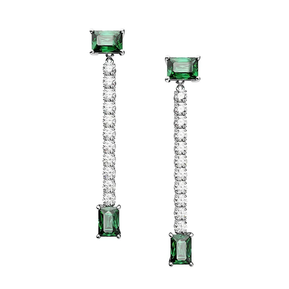 Matrix Rhodium-Plated & Swarovski Crystal Linear Earrings