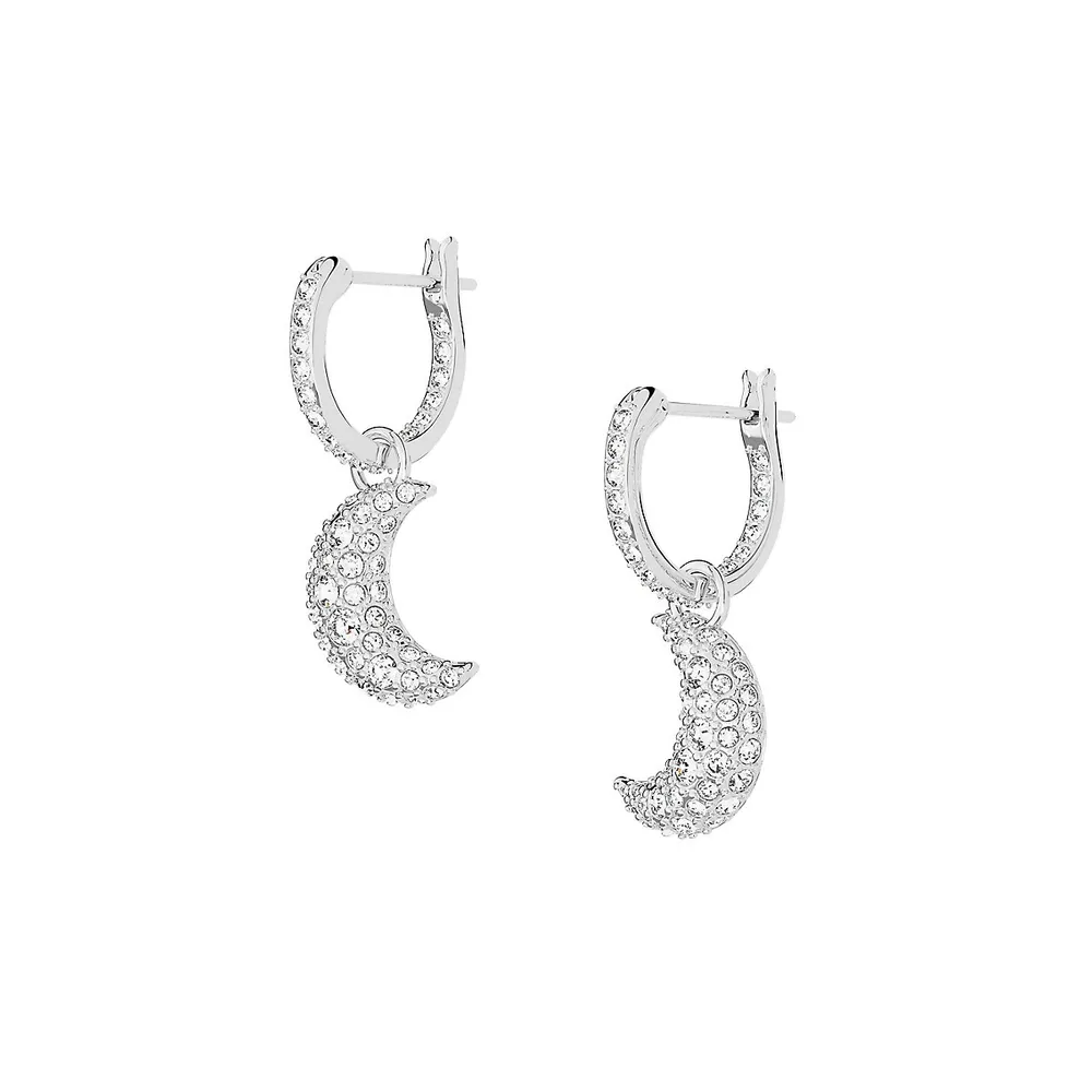 Luna Rhodium-Plated & Swarovski Crystal Moon Drop Earrings