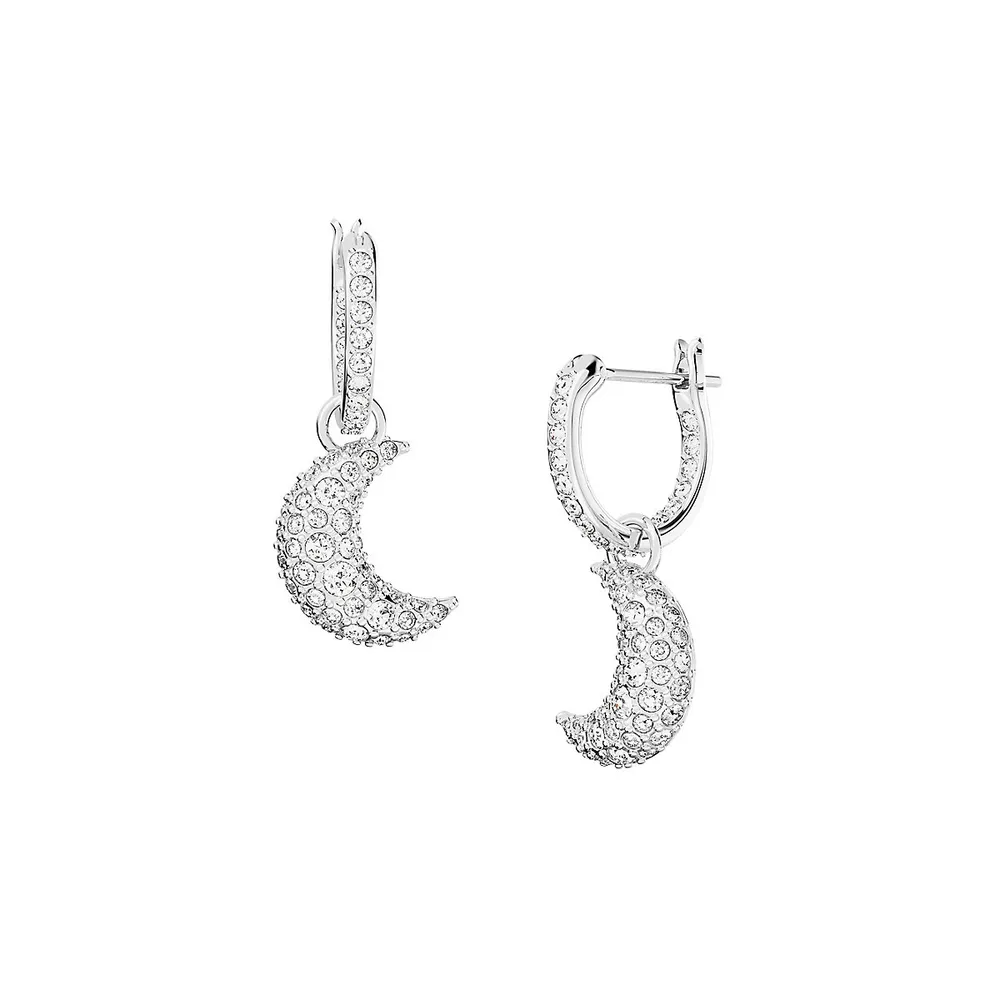 Luna Rhodium-Plated & Swarovski Crystal Moon Drop Earrings