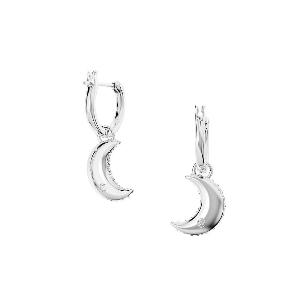 Luna Rhodium-Plated & Swarovski Crystal Moon Drop Earrings