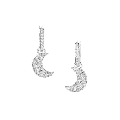 Luna Rhodium-Plated & Swarovski Crystal Moon Drop Earrings