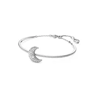 Luna Rhodium-Plated & Swarovski Crystal Moon Bangle Bracelet