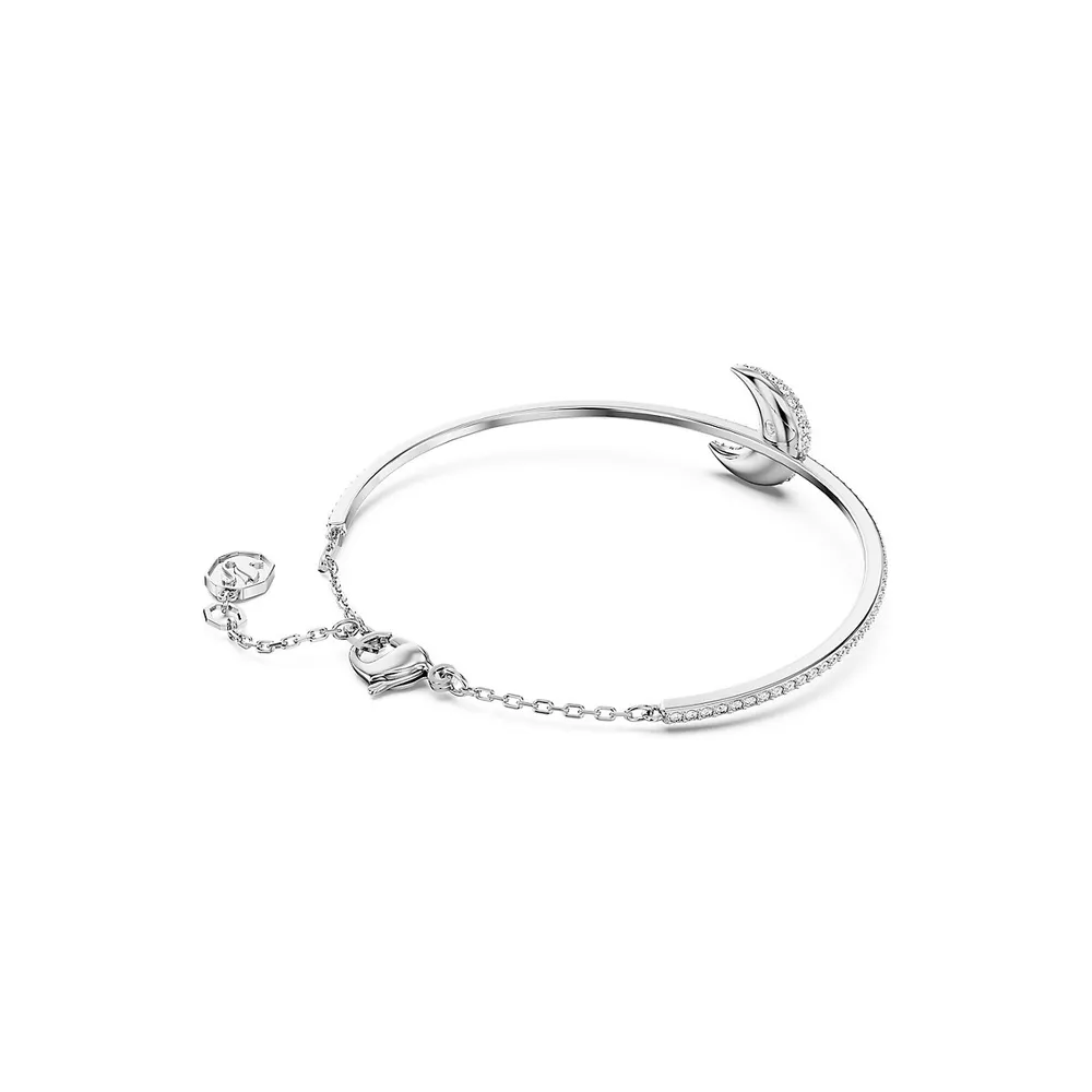 Luna Rhodium-Plated & Swarovski Crystal Moon Bangle Bracelet