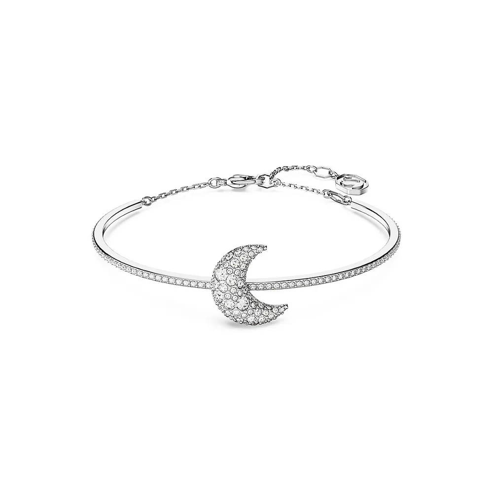 Luna Rhodium-Plated & Swarovski Crystal Moon Bangle Bracelet