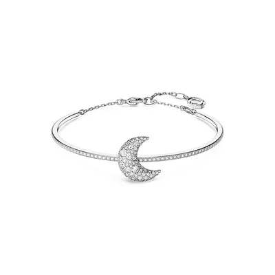 Luna Rhodium-Plated & Swarovski Crystal Moon Bangle Bracelet