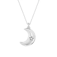 Luna Rhodium-Plated & Swarovski Crystal Moon Pendant Necklace