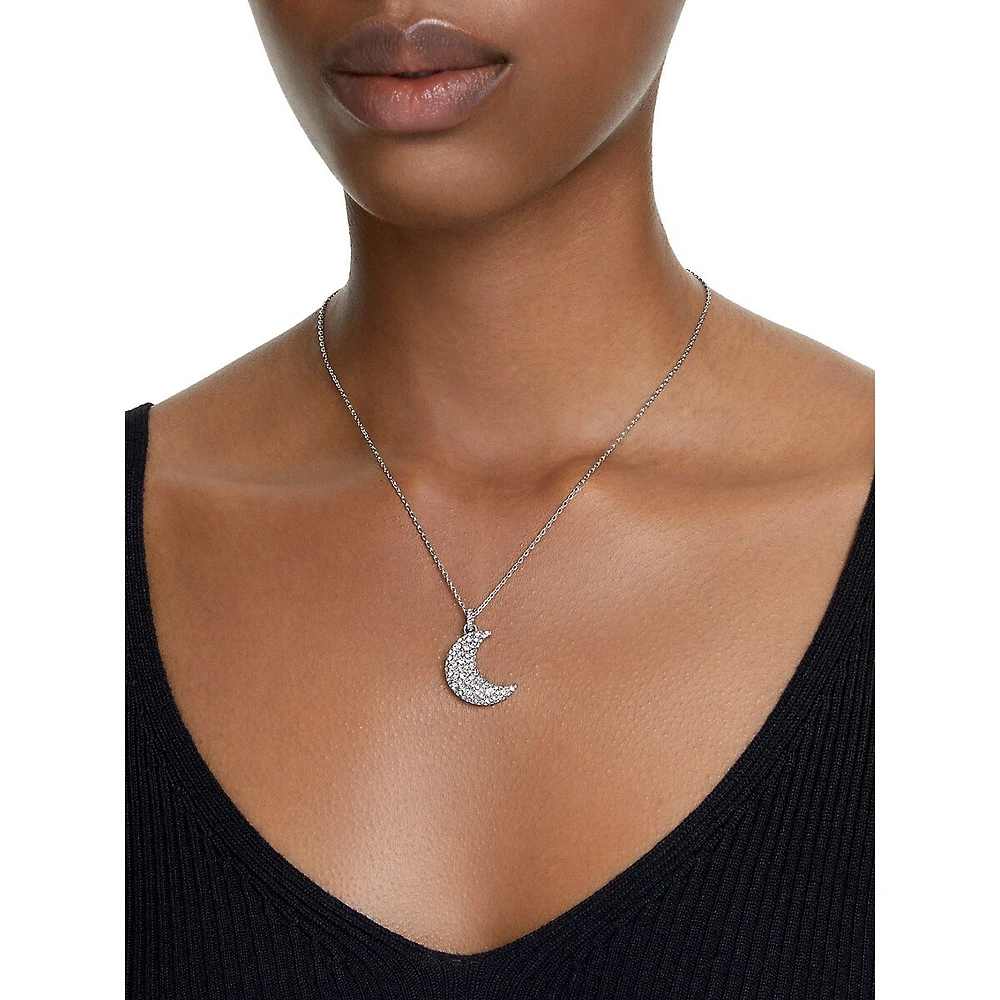 Luna Rhodium-Plated & Swarovski Crystal Moon Pendant Necklace