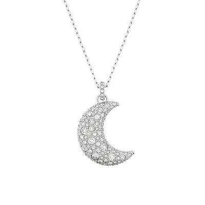 Luna Rhodium-Plated & Swarovski Crystal Moon Pendant Necklace