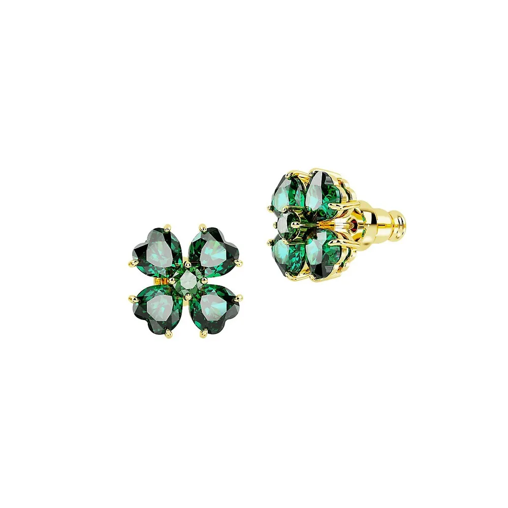 Idyllia Goldtone & Swarovski Crystal Clover Earrings