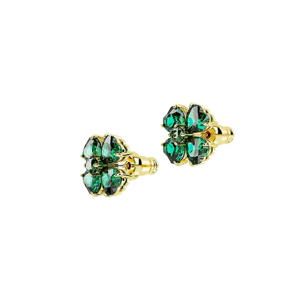 Idyllia Goldtone & Swarovski Crystal Clover Earrings