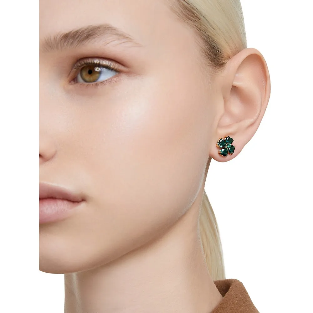 Idyllia Goldtone & Swarovski Crystal Clover Earrings