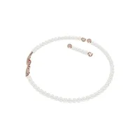 Nice Rose Goldtone & Faux Pearl Necklace
