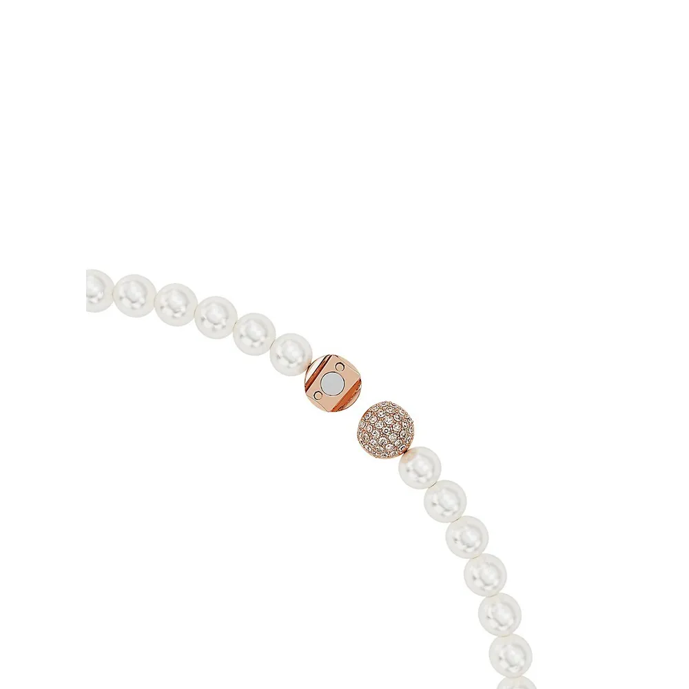 Nice Rose Goldtone & Faux Pearl Necklace