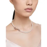 Nice Rose Goldtone & Faux Pearl Necklace