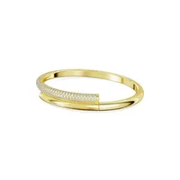 Dextera Goldtone & Swarovski Crystal Hinged Bangle Bracelet