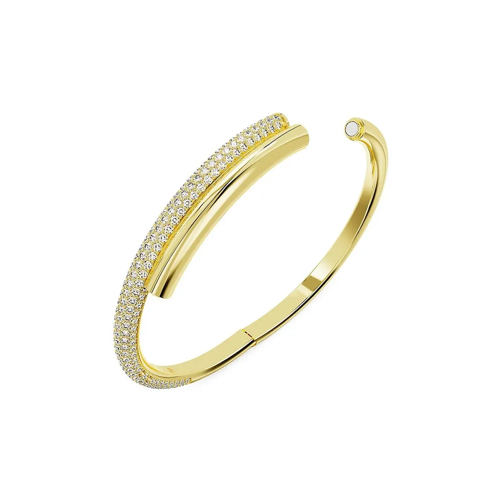 Dextera Goldtone & Swarovski Crystal Hinged Bangle Bracelet