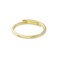 Dextera Goldtone & Swarovski Crystal Hinged Bangle Bracelet