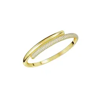 Dextera Goldtone & Swarovski Crystal Hinged Bangle Bracelet