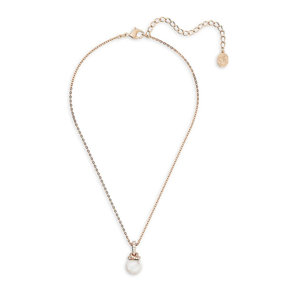 Originally Rose Goldtone, Swarovski Crystal & Faux Pearl Pendant Necklace