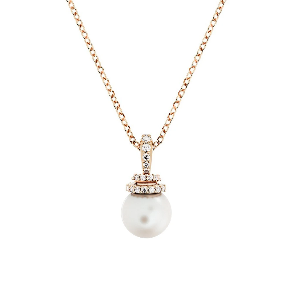 Originally Rose Goldtone, Swarovski Crystal & Faux Pearl Pendant Necklace