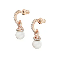 Originally Rose Goldtone, Swarovski Crystal & Faux Pearl Drop Earrings
