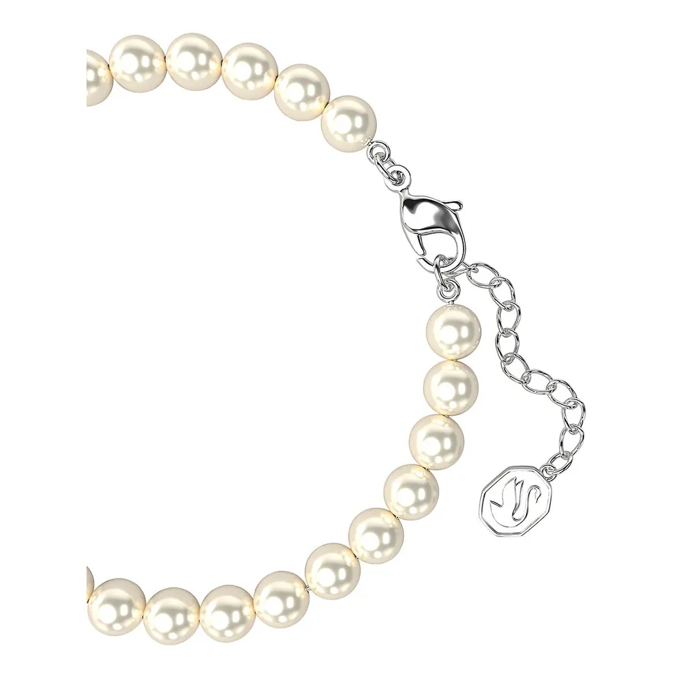 Remix Rhodium-Plated, Swarovski Crystal & Faux Pearl Strand Bracelet