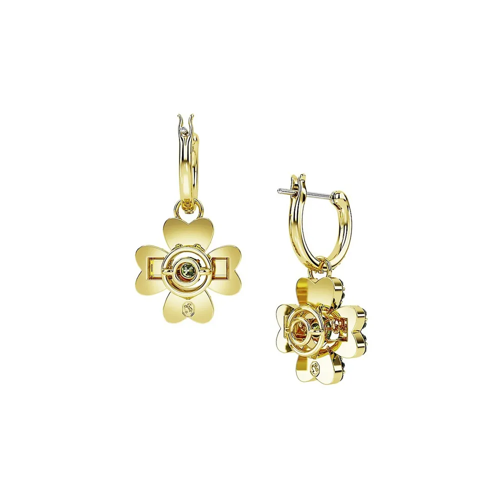 Idyllia Goldtone & Swarovski Crystal Clover Drop Earrings