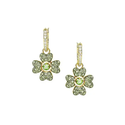 Idyllia Goldtone & Swarovski Crystal Clover Drop Earrings