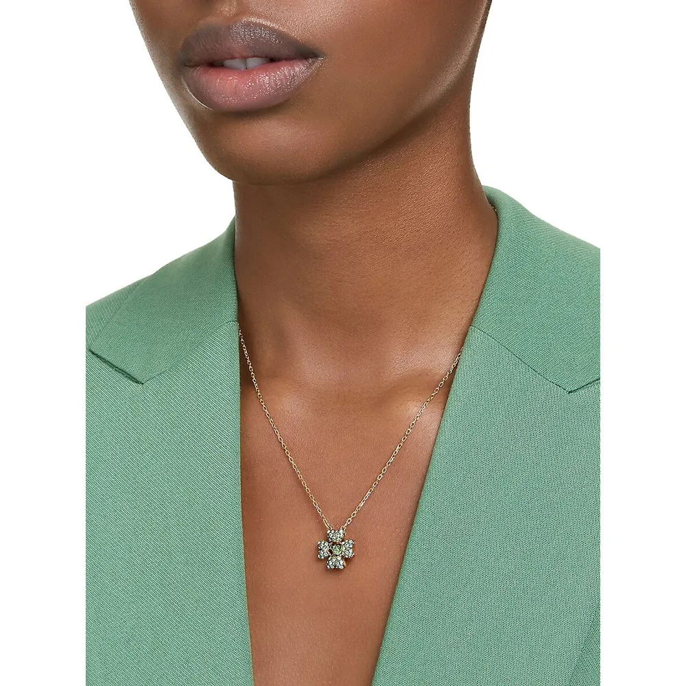 Idyllia Goldtone, Swarovski Crystal & Cubic Zirconia Clover Pendant Necklace