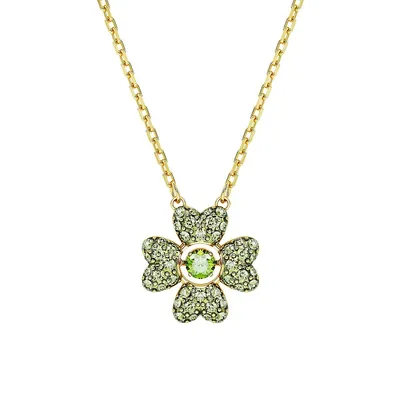 Idyllia Goldtone, Swarovski Crystal & Cubic Zirconia Clover Pendant Necklace