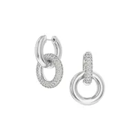 Dextera Rhodium-Plated & Swarovski Crystal Interlocking Hoop Earrings