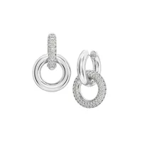 Dextera Rhodium-Plated & Swarovski Crystal Interlocking Hoop Earrings
