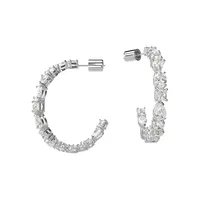 Mesmera Rhodium-Plated & Swarovski Crystal Open-Hoop Earrings