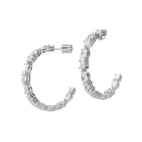 Mesmera Rhodium-Plated & Swarovski Crystal Open-Hoop Earrings